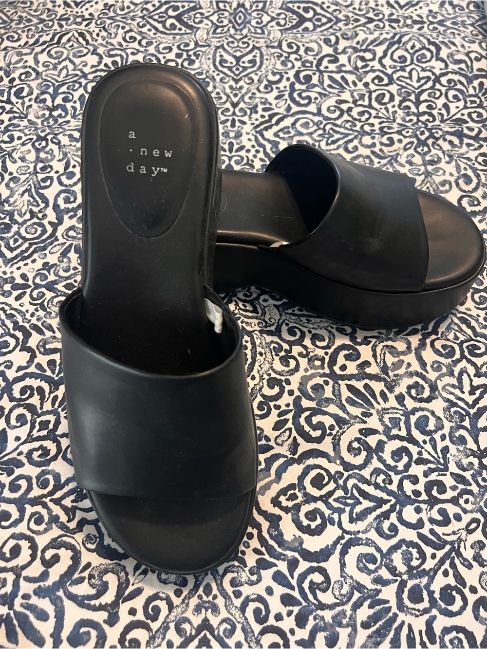 a new day Black Platform Slide Mules